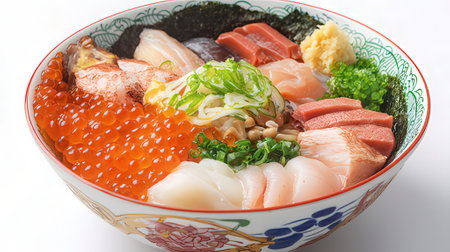 Japanese food Sashimi and Salmon Sashimi in a bowlの素材