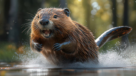 Wild beaver (Myocastor coypus) in water.の素材