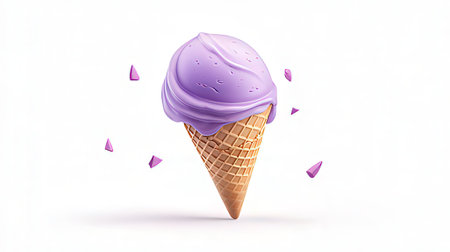 Ice cream in a waffle cone on a white background. Vector illustration.の素材