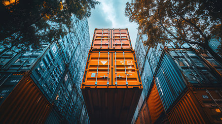 Containers in the port of Hong Kong. Hong Kong, China.の素材