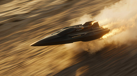 Jet ski at sunset. 3d render image.の素材