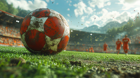 Soccer ball on the field.の素材