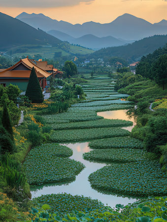 Lotus pond in chiangmai province,Thailand.の素材