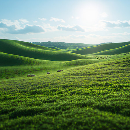 Rural landscape in Tuscany, Italy. Green meadowの素材