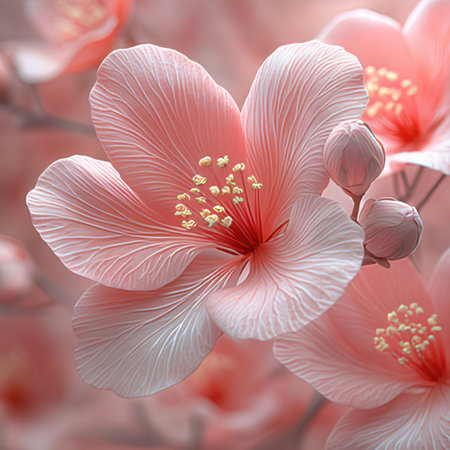 Hibiscus flower on the white background. 3d renderの素材