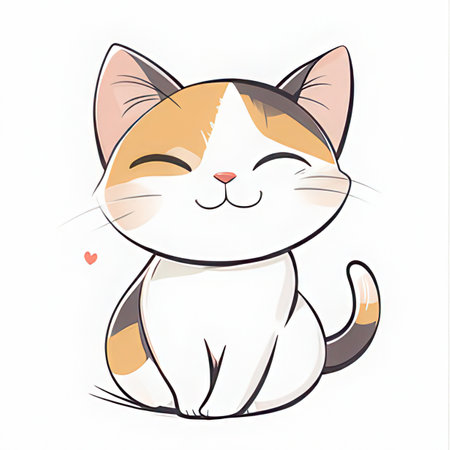 Cute cartoon cat on a white background. Vector illustration for your designの素材
