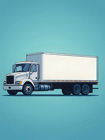 White truck on a blue background. Vector illustration. Eps 10.の素材