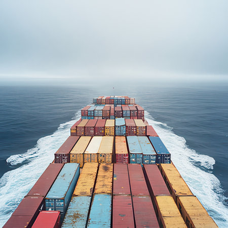Container ship in the sea. Freight transportation. Freight transportation.の素材