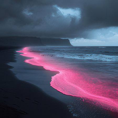 Fantastic view of the black sand beach in Vik, Icelandの素材