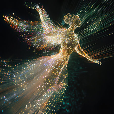 Fiber optics background with lots of light spots (shallow DOF)の素材