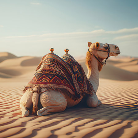 Camel in the desert of Dubai, United Arab Emirates (UAE)の素材