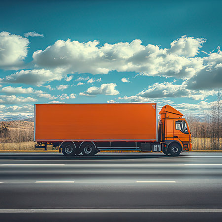 Truck on the road. Freight transportation and logistics concept.の素材