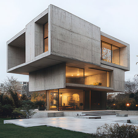 Exterior view of modern house in downtown Los Angeles, California.の素材