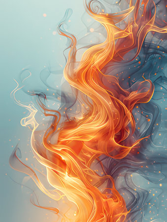 Abstract fire flames on a blue background. Illustration for design.の素材