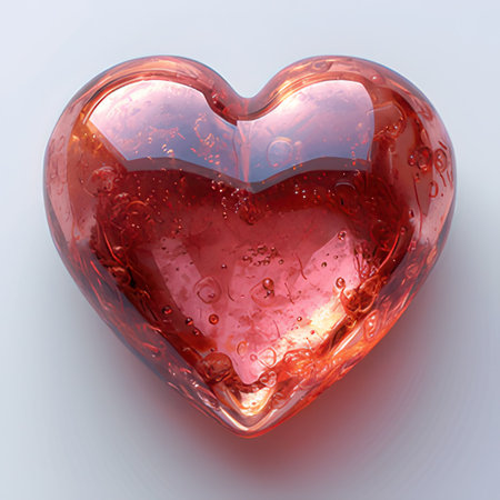 Red heart on a white background. 3d rendering, 3d illustration.の素材