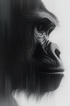 Gorilla in black and white. 3D Illustration.の素材
