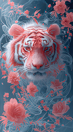 Chinese new year 2022 year of the Tiger. Lunar new year concept.の素材