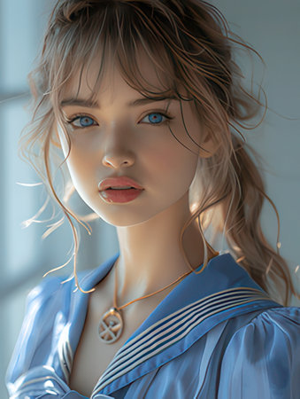 3d rendering of a female mannequin in a blue dressの素材