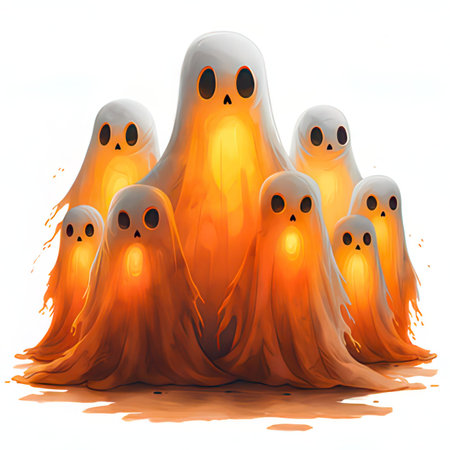Funny ghosts isolated on white background. Vector illustration. Eps 10.のeditorial素材