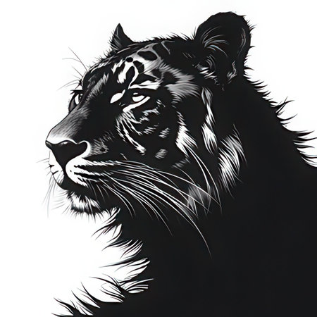 Tiger head isolated on white background. Hand drawn vector illustration.の素材
