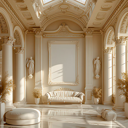 Luxury interior of classic living room. 3D render.の素材