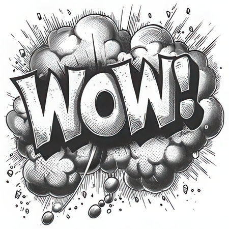 Wow! - Comic book style word on abstract background. Vector illustration.の素材