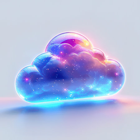 Cloud with stars in the night sky. 3D rendering. Illustration.の素材