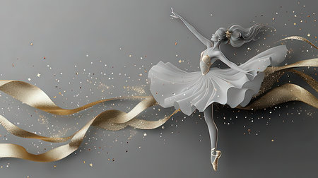 Beautiful ballerina in a white tutu. Vector illustration.の素材