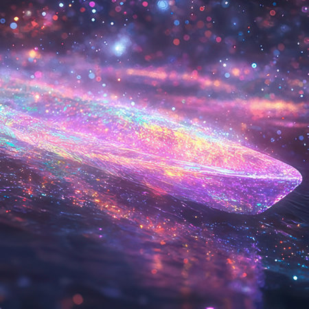 3D illustration of a fractal background with colorful stars and nebulaの素材