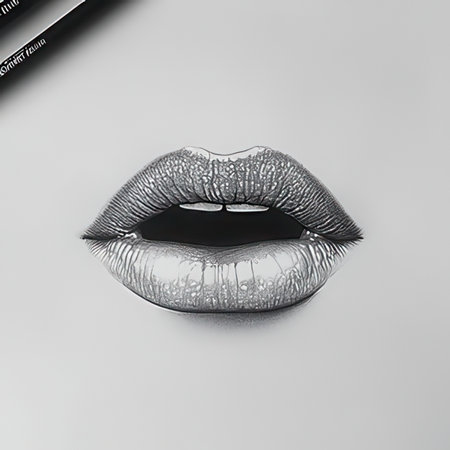 Lips with black lipstick on white background. Close-up.の素材