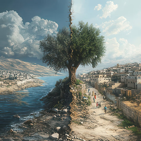 Landscape with a tree on the bank of the Nile river.のeditorial素材