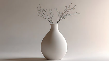 White vase with dry twigs on a gray background. 3d renderingの素材