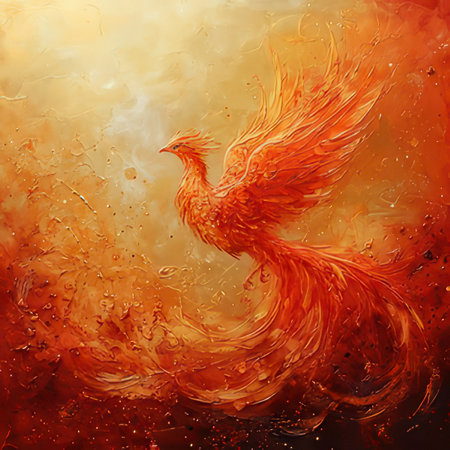 Beautiful golden bird on abstract watercolor background. Hand-drawn illustration.の素材