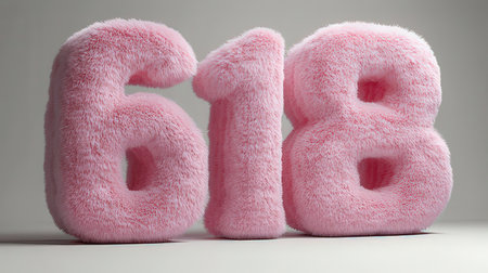 Number six hundred and eighteen in pink fur, 3d renderの素材