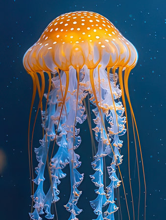 Beautiful jellyfish in the aquarium. Jellyfish in the aquarium.の素材