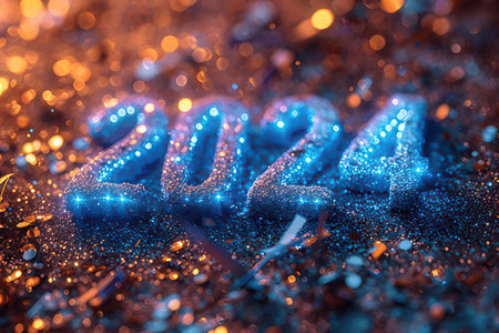 Glittering New Year's background with bokeh lights.の素材