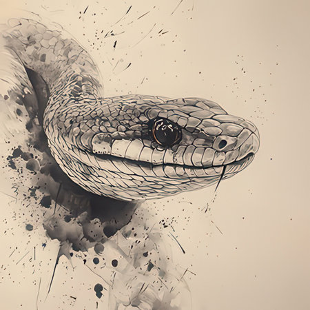 Sketch of a snake in watercolor style. Vector illustration.の素材