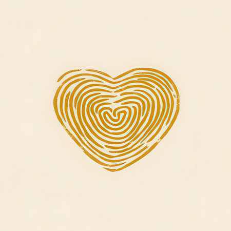 Heart in the form of fingerprint on a white background. Vector illustration.の素材
