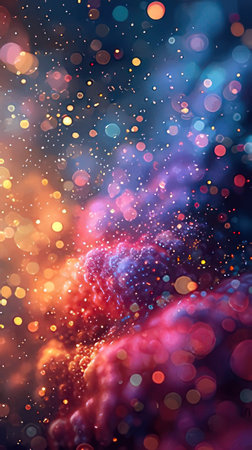 Abstract colorful background with bokeh defocused lights and stars.の素材