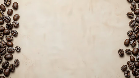 Coffee beans on old paper background with copy space for textの素材