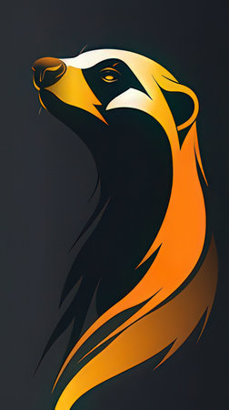 Head of a badger on a dark background. Vector illustration.の素材