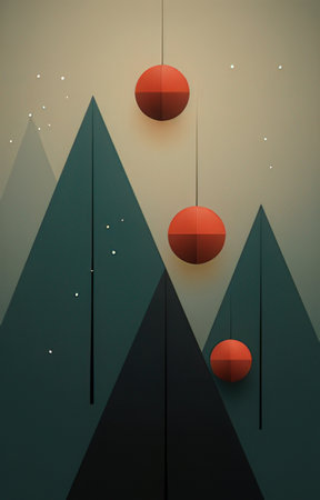 Abstract geometric background with red balls. Minimalist design. 3d renderの素材