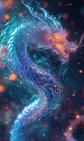 3D illustration of abstract fractal for creative design looks like dragonの素材