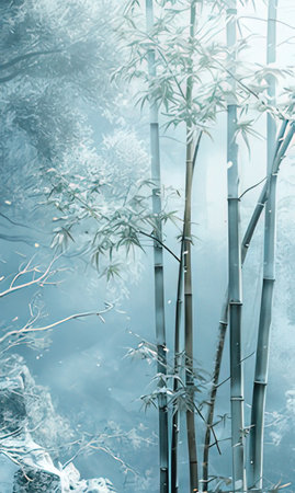 Bamboo forest with fog in the morning. Abstract natural background.の素材