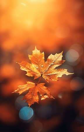 Autumn maple leaves on bokeh background. Autumn concept.の素材