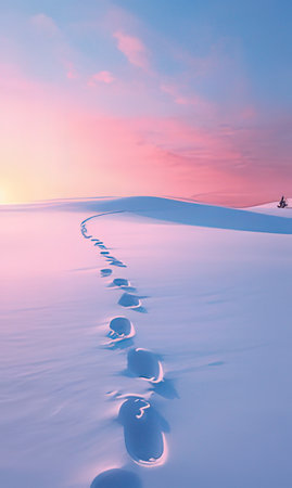 Beautiful winter landscape at sunset. 3d renderingの素材