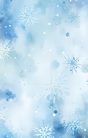 Watercolor winter background with snowflakes. Vector Illustration.の素材