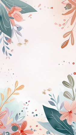 Floral background with watercolor flowers and leaves. Vector illustration.の素材