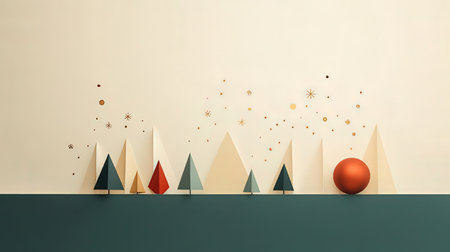 Christmas and New Year background with geometric shapes. 3D rendering.の素材