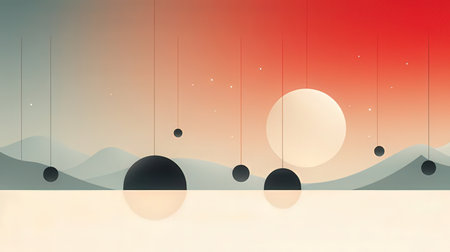 Abstract background of the night sky with moon and stars. Vector illustration.の素材